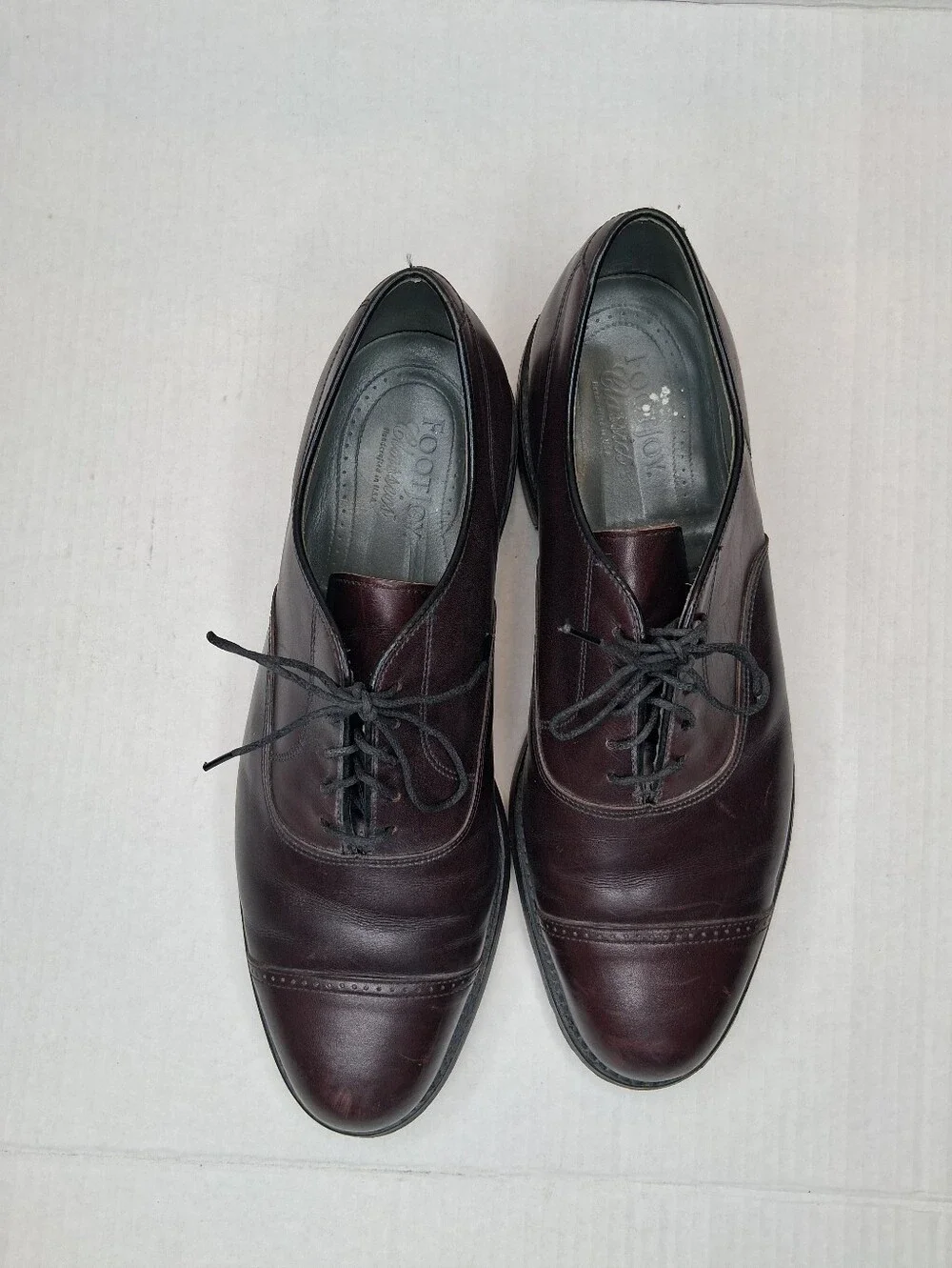 Footjoy Classics Mens Leather Dress Shoe Cap Toe Size 9.5 Style 75383 Burgundy